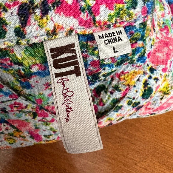 Kut From The Kloth Blouse Abstract AOP Multicolour Women’s Large - Picture 4 of 4